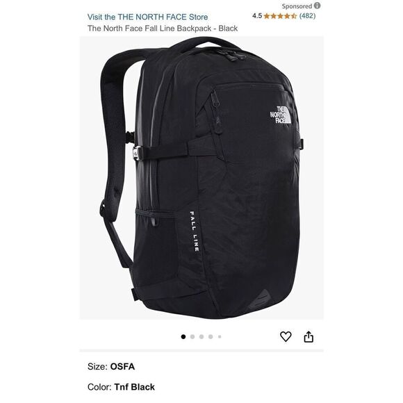The North Face Black Fall Line Nylon Laptop Hiking Back Pack - Picture 1 of 15
